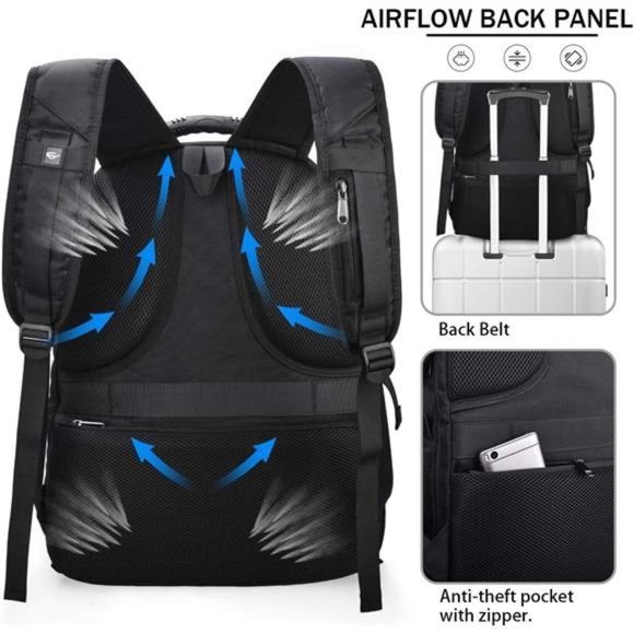 Laptop Backpack 17 Inch Waterproof Extra Large TSA Travel Backpack Anti Theft - Picture 3 of 6